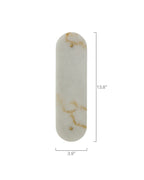 Front view of a vertical marble wall sconce with rounded ends, showing dimensions of 13.8 inches in height and 3.9 inches in width.