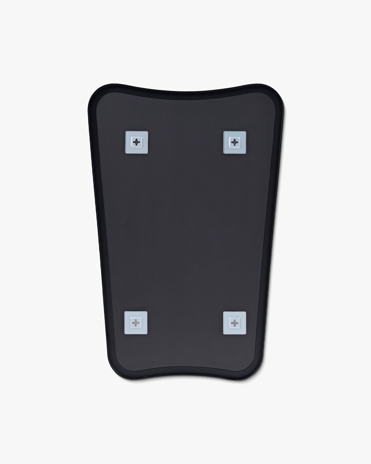 Back view of the Butterfly Mirror, showing four wall-mount brackets evenly spaced on the rear of the irregularly shaped mirror.