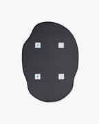 Back view of the irregular-shaped wall mirror with a black backing and four wall-mounting brackets visible.
