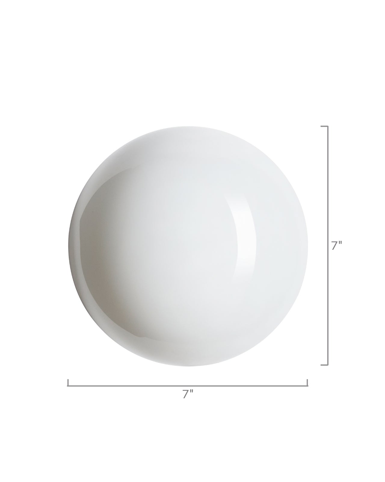 Round wall-mounted light fixture with an opaque white glass shade, measuring 7 inches wide and 7 inches high.