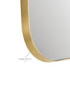 Gold mirror frame detail with 1-inch depth.