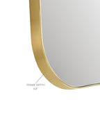 Gold mirror frame detail with 1-inch depth.