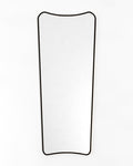 Black framed full-length mirror with a softly curved, asymmetrical silhouette, shown front-facing against a white background.