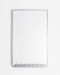 Full-length rectangular mirror with a slim stainless steel frame and a decorative wave-shaped base detail, displayed against a white background.