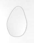 Pebble-shaped frameless wall mirror on a white background.
