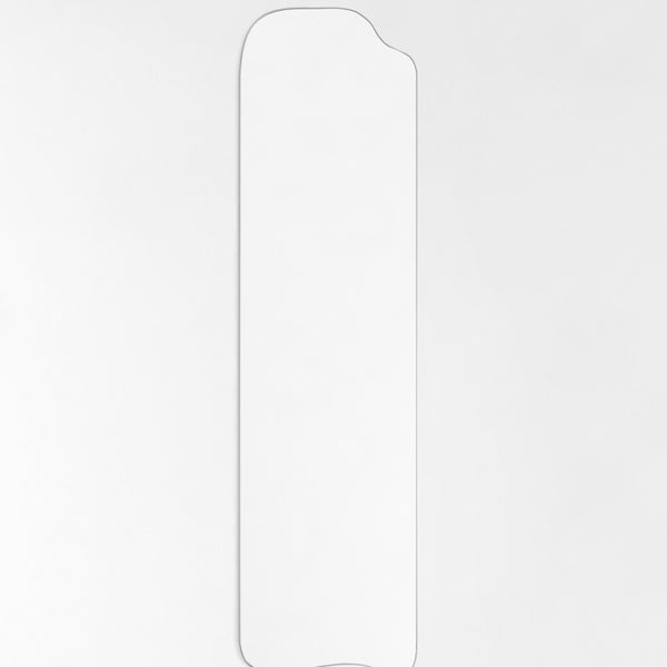 Asymmetrical full-length mirror with an organic silhouette and thin frame, shown against a plain white background.
